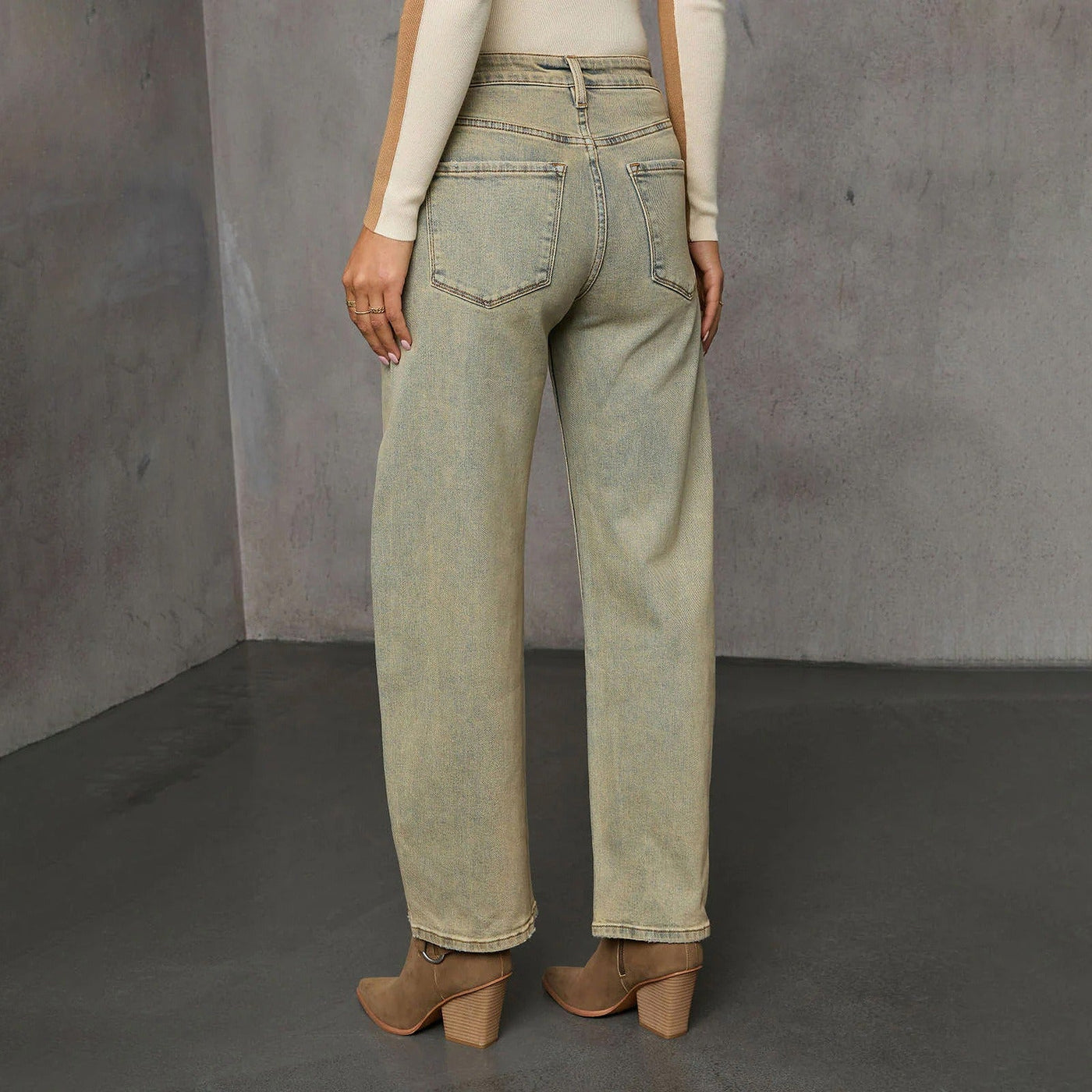 Vaquero para mujer denim lavado corte recto talle alto - Amira