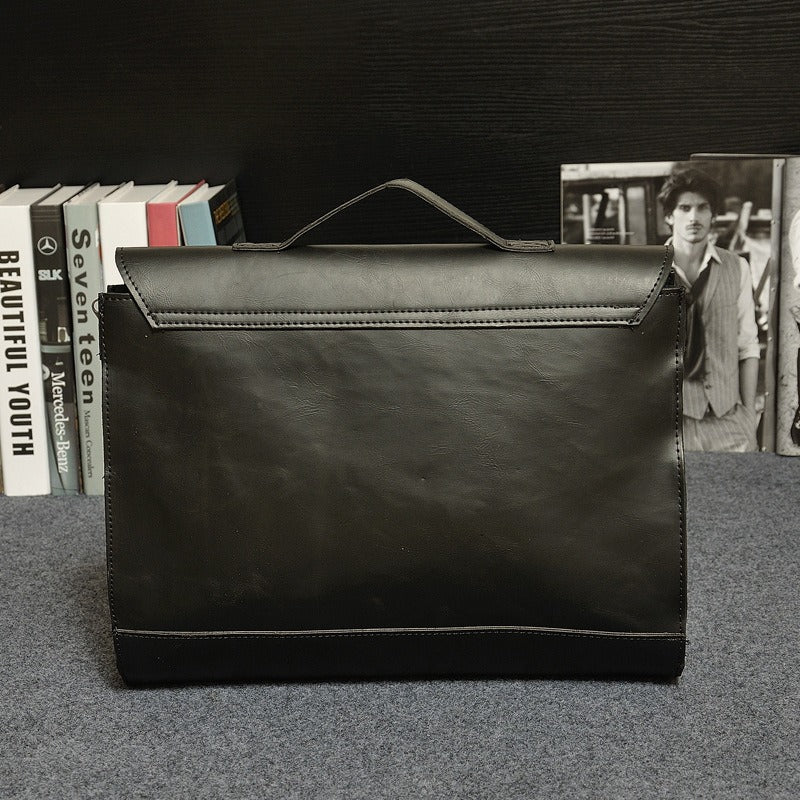 Maletín para hombre de piel sintética con hebillas estilo vintage - Adrien