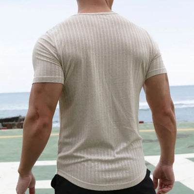 Camiseta para hombre de manga corta canalé fino estilo entallado - Thiago