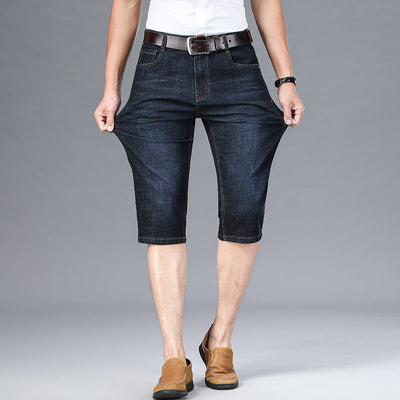 Bermudas para hombre de mezclilla elástica corte recto estilo casual - Raul
