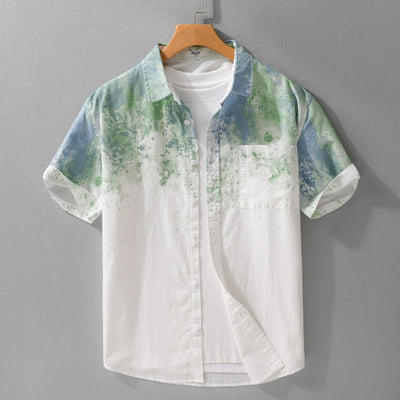 Camisa manga corta para hombre de algodón estampado artístico estilo casual - Jean