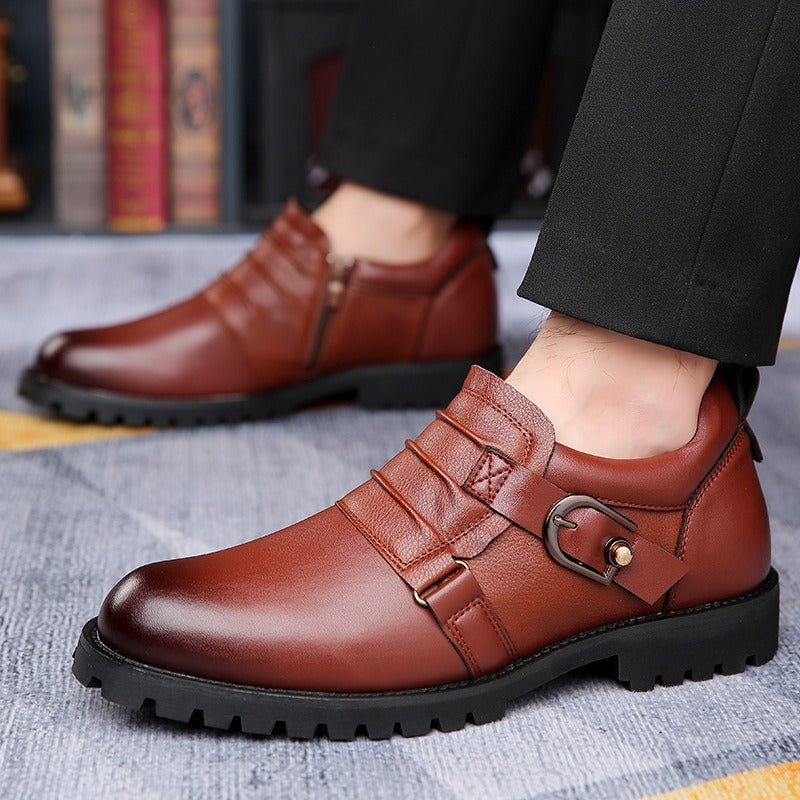 Zapatos elegantes para hombre de cuero sintético con hebilla lateral - Octavio