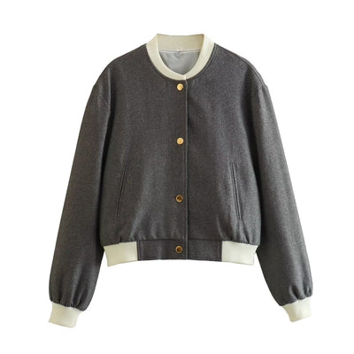 Chaqueta corta mujer diseño casual con botones metálicos - Liora