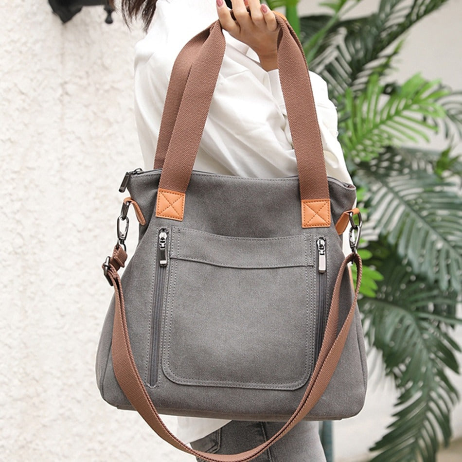 Bolso tote para mujer de lona resistente estilo casual con asas dobles - Marisol