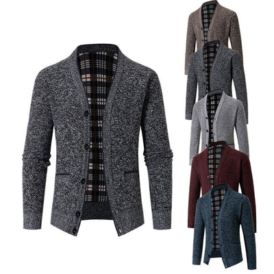 Cárdigan hombre punto forrado interior tartán estilo casual - Morten