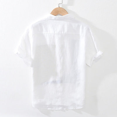 Camisa para hombre de manga corta lino estampado abstracto - Alain