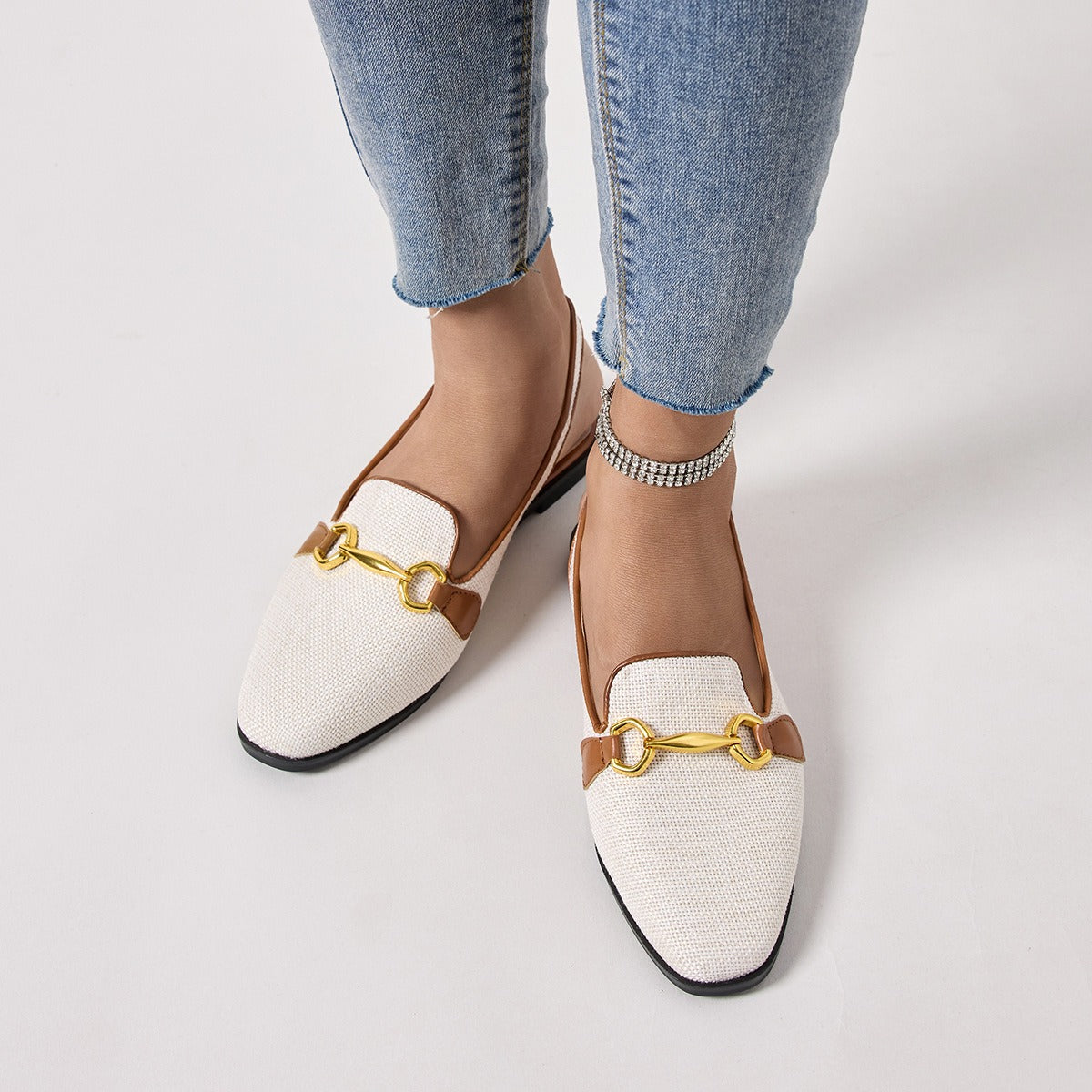 Mocasines mujer punta fina con detalle metálico - Floriane