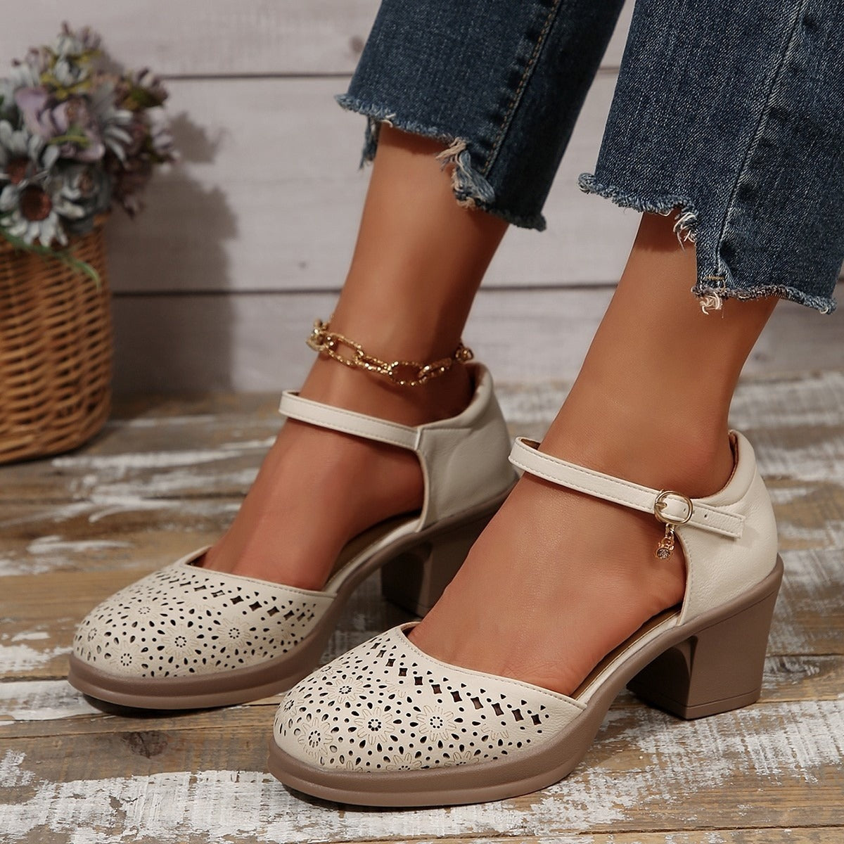 Botines mujer piel sintética hebilla decorativa estilo casual - Noelia
