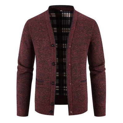 Cárdigan hombre punto forrado interior tartán estilo casual - Morten