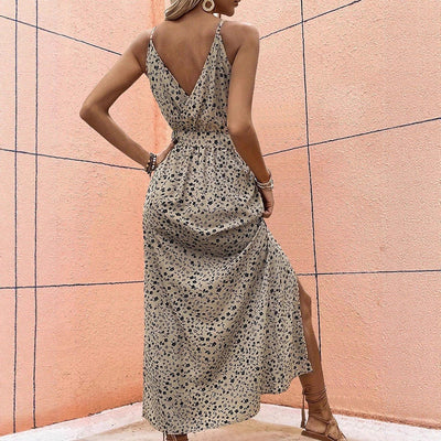 Vestido largo para mujer de tirantes finos floral con aberturas - Julieta