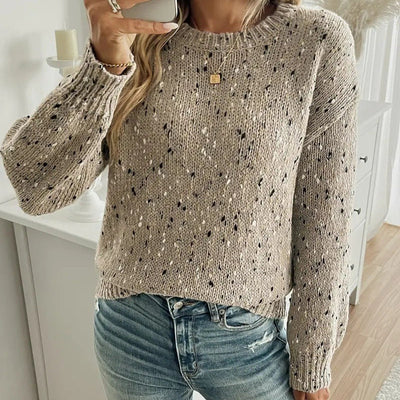 Jersey mujer punto moteado cuello redondo estilo casual - Elora
