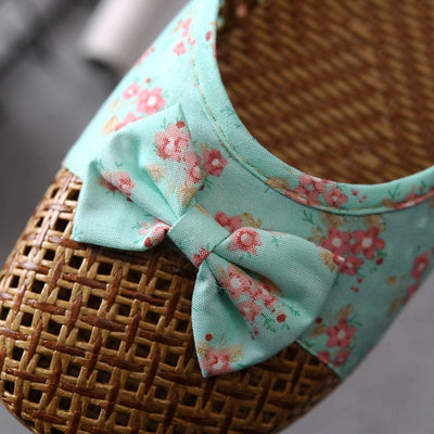 Zapatillas de casa mujer tejido rafia con lazo floral - Arumi