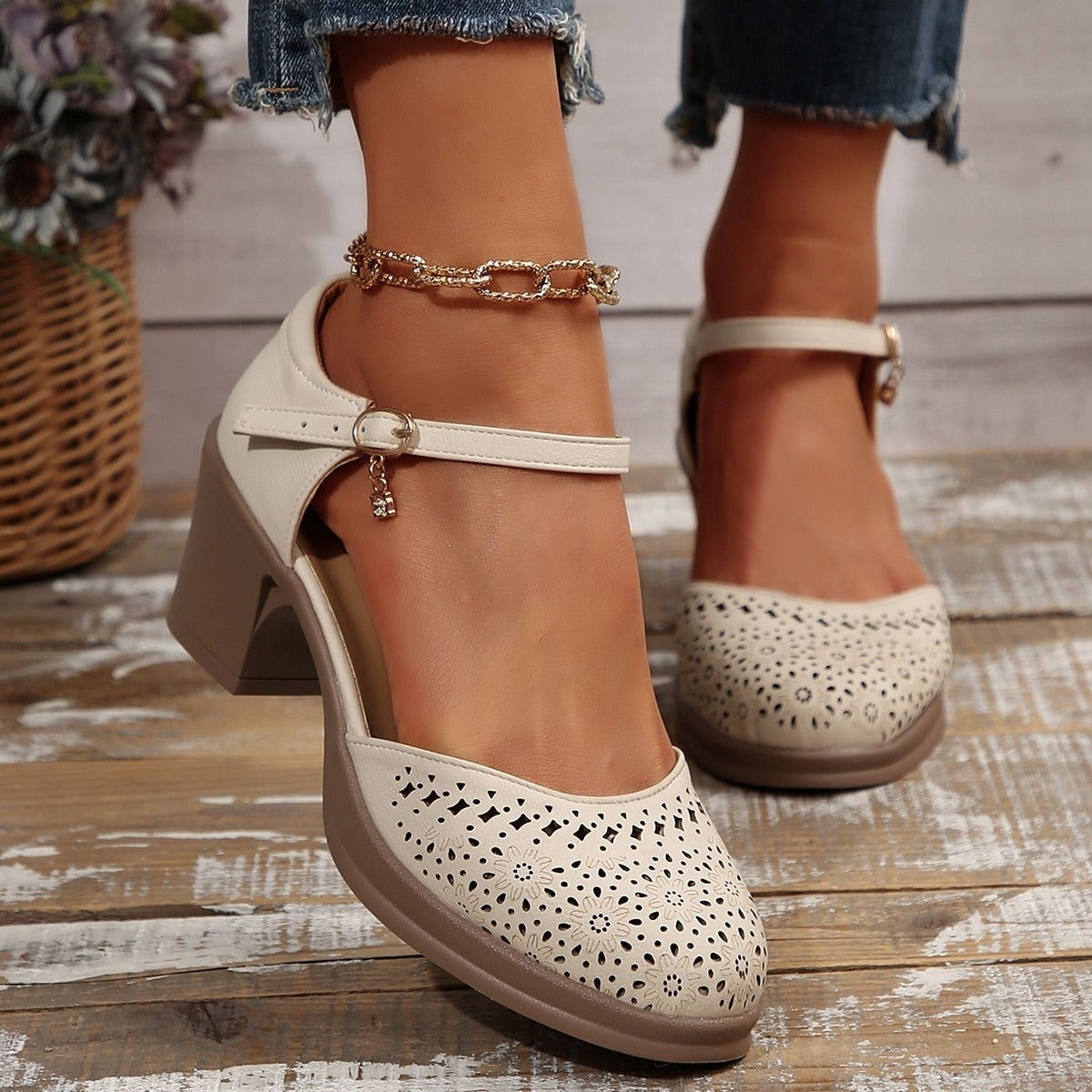Botines mujer piel sintética hebilla decorativa estilo casual - Noelia