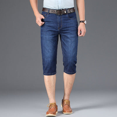 Bermudas para hombre de mezclilla elástica corte recto estilo casual - Raul