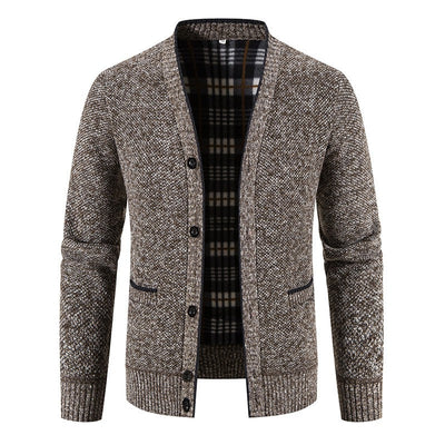 Cárdigan hombre punto forrado interior tartán estilo casual - Morten