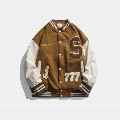 Chaqueta varsity hombre estilo universitario con parches bordados - Leo