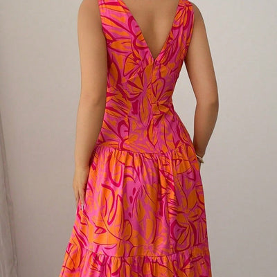 Vestido para mujer con estampado de tirantes corte acampanado - Priscila
