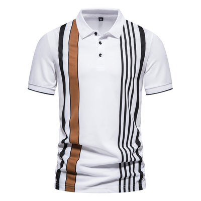 Polo para hombre de algodón estampado líneas verticales - Matteo