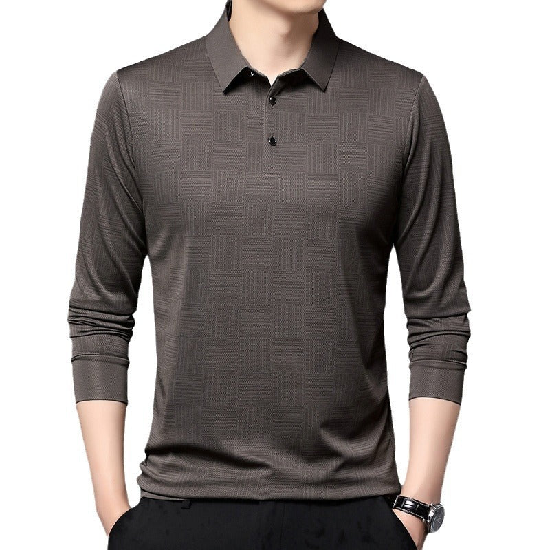 Camiseta polo para hombre de punto con textura geométrica y manga larga - Hugo