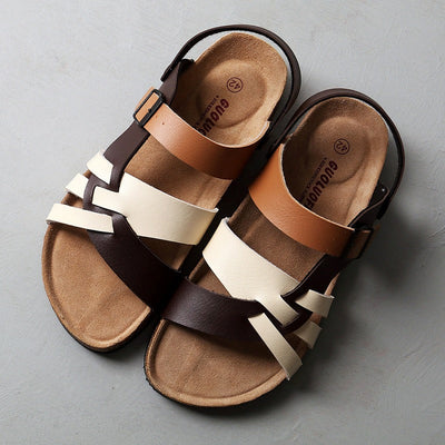 Sandalias de cuero para hombre estilo romano con tiras cruzadas - Bastien