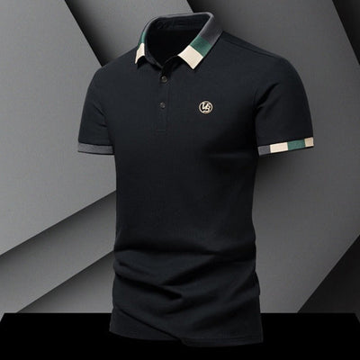Camiseta polo para hombre de punto con textura geométrica y manga larga - Joan