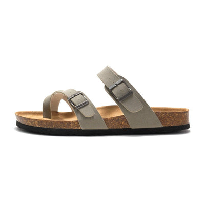Sandalias mujer planas tiras cruzadas hebillas - Ninfa