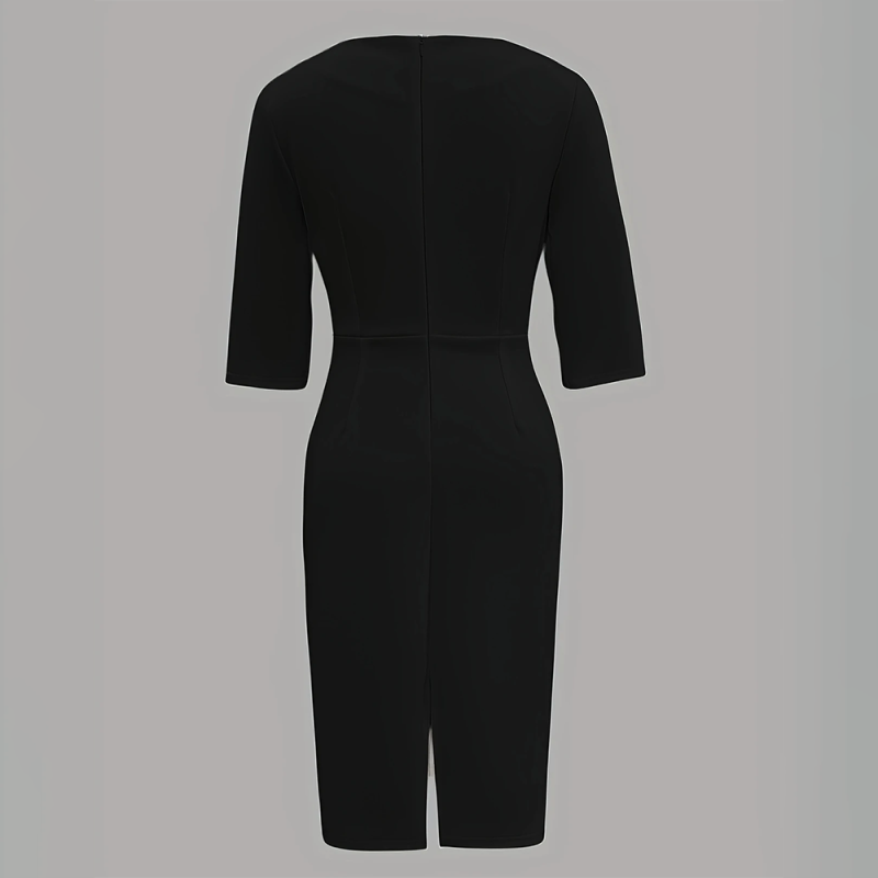 Vestido midi para mujer elegante entallado con detalle de perlas - Amaia