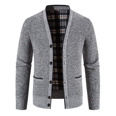 Cárdigan hombre punto forrado interior tartán estilo casual - Morten