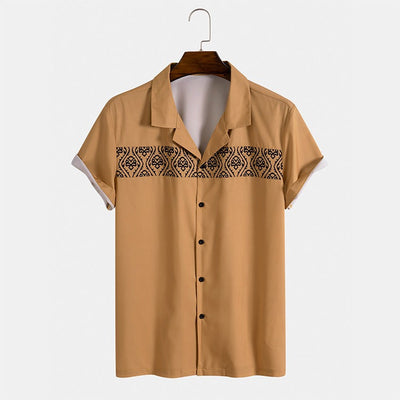 Camisa casual para hombre de manga corta con bordado geométrico - Sven