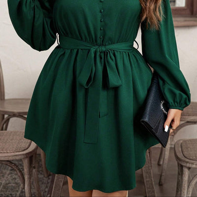 Vestido corto con lazo en cintura - Narella