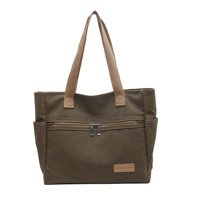 Bolso de Hombro de Lona Resistente Bolsillos Exteriores - Eliane