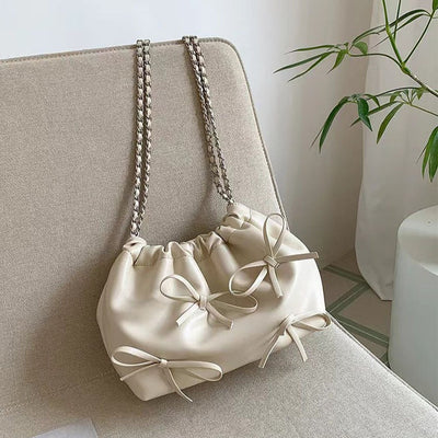 Bolso de Hombro Polipiel con Lazos Estilo Romántico - Léonie