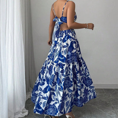 Vestido largo mujer estampado floral tirantes corte cut-out - Moenia