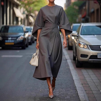 Vestido mujer manga murciélago largo cinturón elegante - Nekta