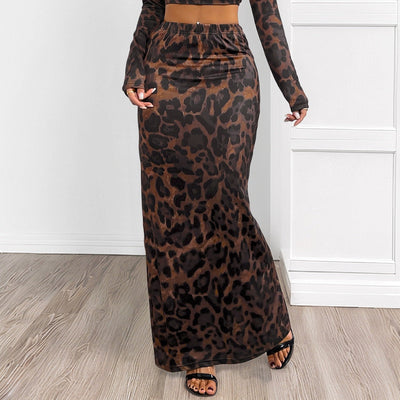 Conjunto de dos piezas para mujer estampado animal estilo ajustado - Perla