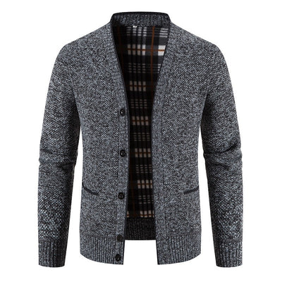 Cárdigan hombre punto forrado interior tartán estilo casual - Morten