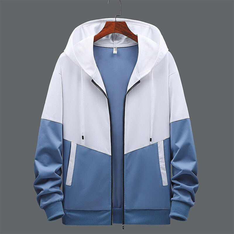 Sudadera hombre bicolor con capucha y cremallera frontal - Nexo