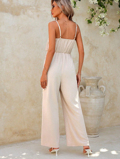 Mono para mujer de tirantes con volantes estilo palazzo - Amira