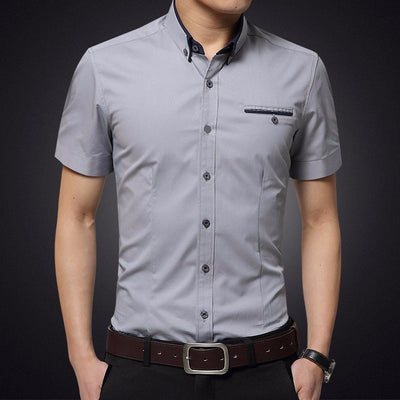 Camisa para hombre de manga corta algodón corte slim - Adrien