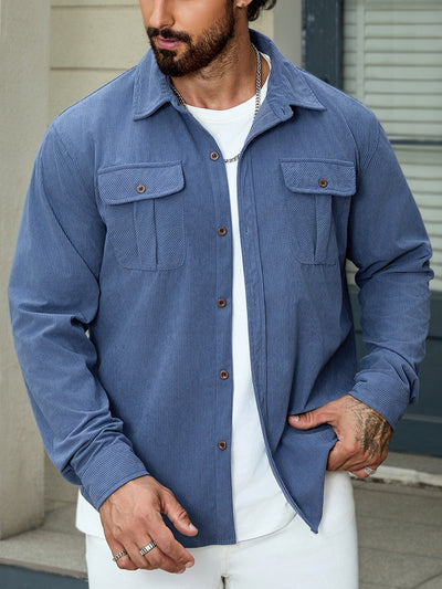 Sobrecamisa hombre pana bolsillos frontales estilo casual - Rian
