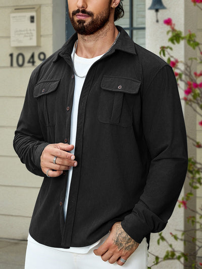 Sobrecamisa hombre pana bolsillos frontales estilo casual - Rian