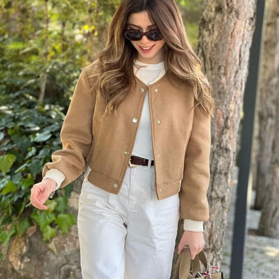 Chaqueta corta mujer diseño casual con botones metálicos - Liora