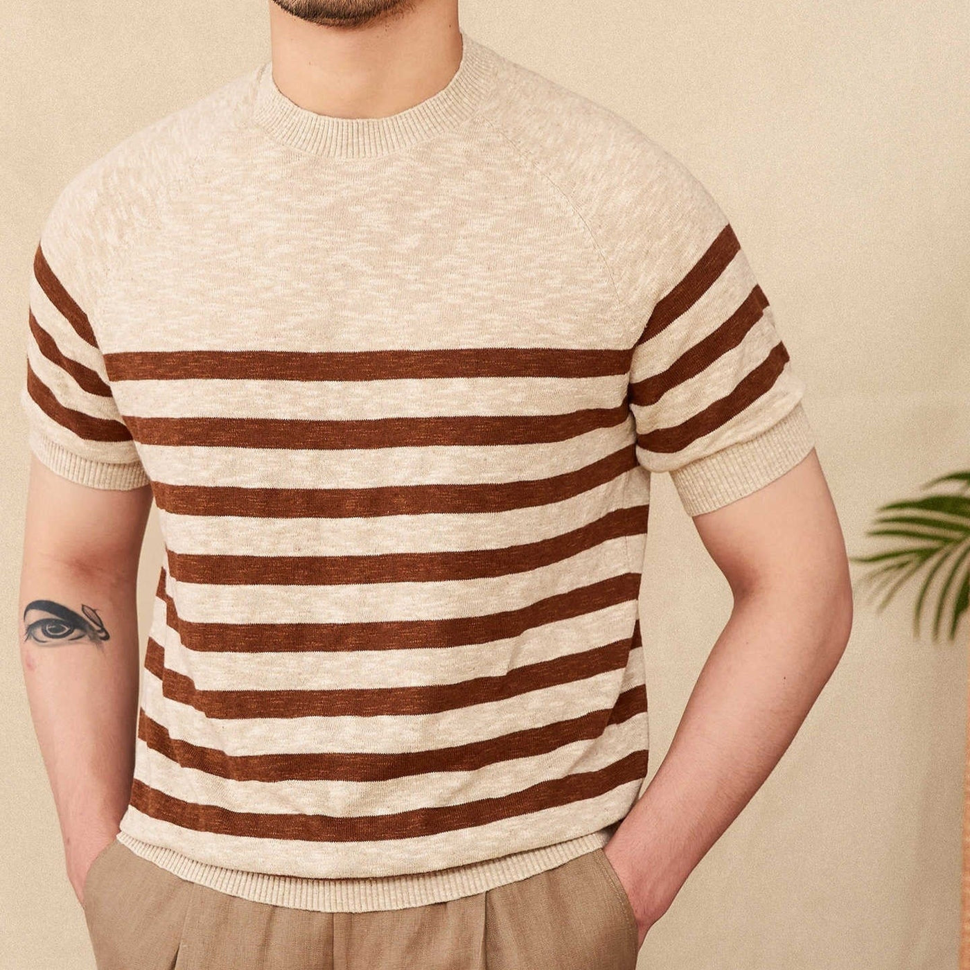 Camiseta para hombre de punto fino rayas horizontales - Benoît