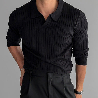 Jersey hombre punto acanalado cuello polo estilo entallado - Bruno