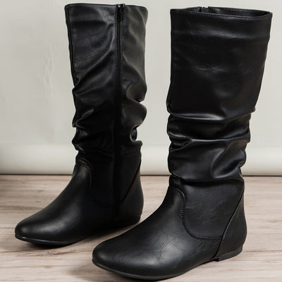 Botas planas de caña alta con fruncido lateral - Rhea