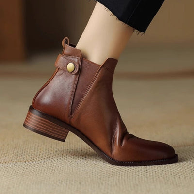 Botines mujer cuero plano elásticos estilo chelsea - Keira