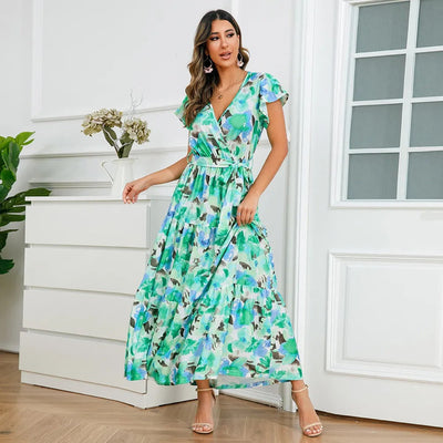 Vestido largo mujer floral cruzado estilo vaporoso - Zulma