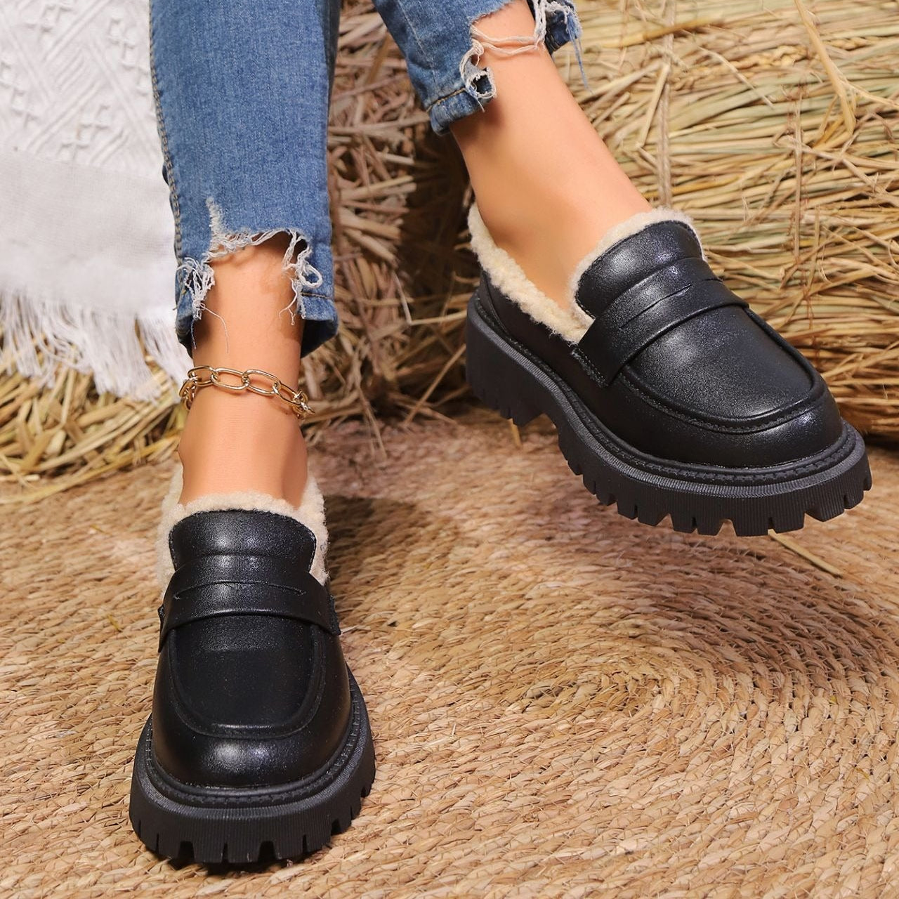 Mocasines con plataforma y forro cálido - Selia