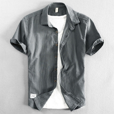 Camisa casual para hombre de lino estilo relajado de manga corta - Roberto