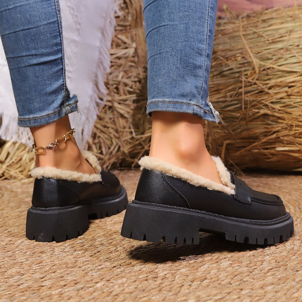 Mocasines con plataforma y forro cálido - Selia
